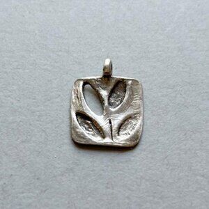 Handmade Sterling Silver Leaf Pendant Rustic Artisan PMC 925
